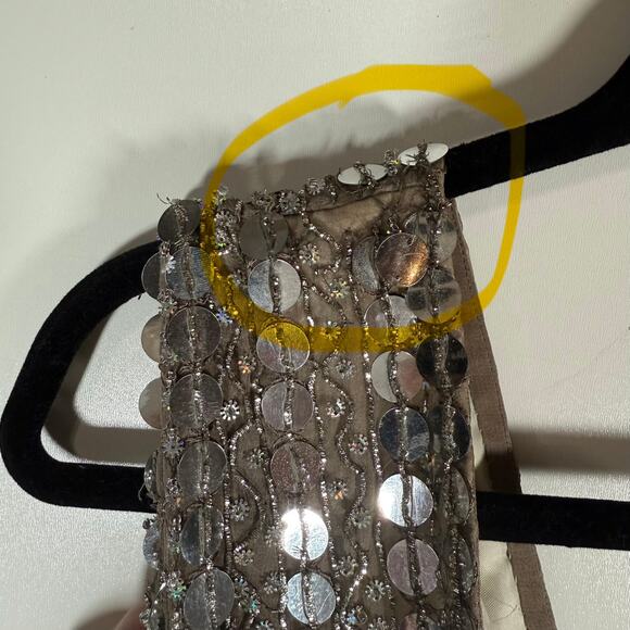 Scala Couture Sequin Beaded Mini Dress Women’s Silver V Neck Sleeveless Party 8 - Picture 15 of 16